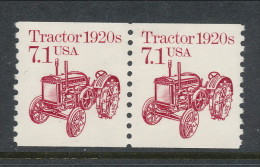 USA 1987 Scott # 2127, Transportation Issue: Tractor 1920s, Pair, MNH (**). - Coils & Coil Singles