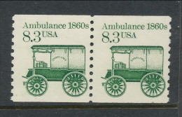 USA 1985 Scott # 2128. Transportation Issue: Ambulance 1860s, Pair, MNH (**). - Coils & Coil Singles
