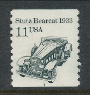 USA 1985 Scott # 2131. Transportation Issue: Stutz Bearcat 1933,  Set Of 4 With P#1 To 4, MNH (**). - Rollini (Numero Di Lastre)