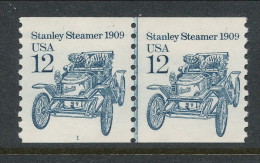 USA 1985 Scott # 2132. Transportation Issue: Stanley Steamer 1909.  Line Pair With P# 1, MNH (**). - Coils & Coil Singles