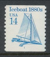 USA 1985 Scott # 2132. Transportation Issue: Iceboat 1880s. Set Of 3 With  P#1 To P#3, MNH (**). - Coils (Plate Numbers)