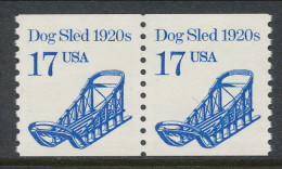 USA 1986 Scott # 2135. Transportation Issue: Dog Sled 1920s. Pair, MNH (**). - Rollenmarken