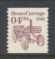 USA 1991 Scott # 2451. Transportation Issue: Steam Carriage 1866.  P#1, MNH (**). - Rollen (Plaatnummers)