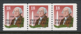 USA 1985 Scott # 2149a. George Washington, Washington Monument, Strip Of 3 P# 33333,MNH (**). - Ruedecillas (Números De Placas)