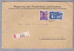 Liechtenstein Dienst 1946-12-20 VADUZ R-Brief Nach Oberwil - Covers & Documents