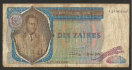 [NC] CONGO / ZAIRE - BANQUE Du ZAIRES - 10 ZAIRES (1976) - Repubblica Democratica Del Congo & Zaire