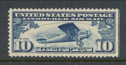 USA 1927 Scott # C10, Air Mail: Spirit Of St. Louis,  3 Side Perforated, MNH (**) - 1b. 1918-1940 Ongebruikt