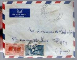 AOF Lettre Par Avion Air Mail CAD Port Etienne Mauritanie 8-02-1956 ? / 2 Tp Pour Lyon Cachet Militaire Plage De Port Et - Briefe U. Dokumente