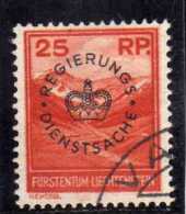 LIECHTENSTEIN 1933 25 Rp. "Valünatal Und Naafkopf", Pracht, Mi. 100. SERVICE OFFICIAL STAMP RED ORANGE OVERPRINTED USED - Service