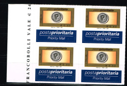 REPUBBLICA  Posta Prioritaria NUOVA -  QUARTINA € 0,60 - Em. 12/2004     RC  IPZS Spa-Roma-2004    BF=NERO - Sonstige & Ohne Zuordnung