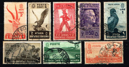 Italia Colonie -Africa Orientale Italiana  -  Sass. 1,2,4,7,10,11,14,A5    USATI - Africa Orientale