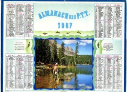 CALENDRIER ALMANACH DES  POSTES 1967 OLLER L'ATTENTE PECHEUR A LA LIGNE  SANS FEUILLETS - Big : 1961-70