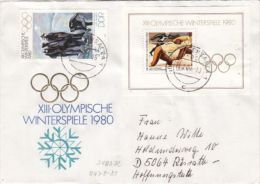 LAKE PLACID'80 WINTER OLYMPIC GAMES, SKIING, EMBOISED SPECIAL COVER, 1980, GERMANY - Hiver 1980: Lake Placid