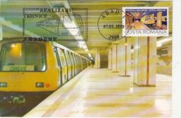 TRAINS, SUBWAY, BUCHAREST METRO NETWORK, STATION, CM, MAXICARD, CARTES MAXIMUM, 1990, ROMANIA - Strassenbahnen