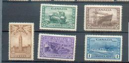 B 114 - CANADA - YT 213-214-216-217-218 * Charnières Complètes - Unused Stamps