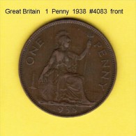 GREAT BRITAIN    1  PENNY  1938  (KM # 845) - D. 1 Penny