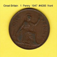 GREAT BRITAIN    1  PENNY  1947  (KM # 845) - D. 1 Penny