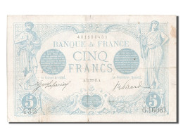 France, 5 Francs, Bleu, 1917, G.16061, TTB, Fayette:02.47, KM:70 - 5 F 1912-1917 ''Bleu''