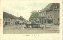 LES ABRETS ISERE LA PLACE ET ROUTE DE LYON ED VIALATTE  ECRITE CIRCULEE 1907 - Les Abrets