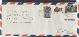 BARBADOS Brief Postal History Envelope Air Mail BB 008 Architecture Dogs - Barbados (1966-...)