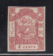 North Borneo MH Scott #37 Imperf 2c Coat Of Arms, Red Brown - Nordborneo (...-1963)