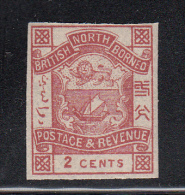 North Borneo MH Scott #37 Imperf 2c Coat Of Arms, Red Brown - North Borneo (...-1963)