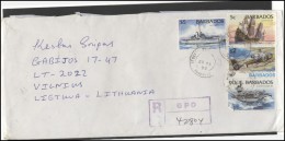 BARBADOS Brief Postal History Envelope  BB 010 Transportation Ships Helicopter - Barbades (1966-...)