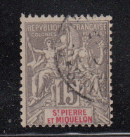 St Pierre Et Miquelon 1892-1908 Used Sc 68 15c Navigation And Commerce, Gray - Used Stamps
