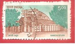 INDIA USATO - 1994 - Buildings - Sanchi Stupa - 5 ₨ - India Rupee - Michel IN 1575 - Usati