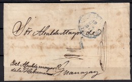 1855, ENVUELTA CIRCULADA DE LA HABANA A GUANAJAY, SE REMITE SIN PORTE POR INFORMACIÓN DE POBREZA - Prephilately