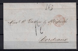 1862, CORREO MARÍTIMO, LA HABANA - BURDEOS, VIA NUEVA YORK. - Préphilatélie