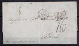 1857, CORREO MARÍTIMO, LA HABANA - PARIS, VIA INGLATERRA, MARCAS DE INTERCAMBIO FRANCO - BRITÁNICO - Préphilatélie