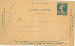 LBL5 - FRANCE EP CL SEMEUSE CAMEE 25c DATE 222 NEUVE PATTES COLLEES - Cartes-lettres