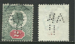 GB 1902 - 10 KEV11 2d Red/ Green Perfins A W L Wmk 49 . .( T828 ) - Perfins