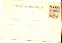 LBL5 - FRANCE EP ENV CHAPLAIN 60c SURCH. "TAXE REDUITE A 0,50" TACHES ET PATTE COLLEE - Pneumatic Post