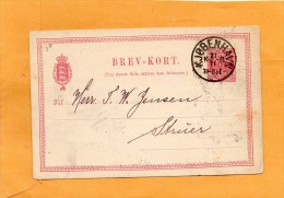 Denmark 1887 Card - Enteros Postales