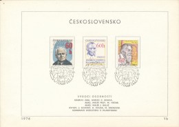 Czechoslovakia / First Day Sheet (1976/01 B) Praha: Wilhelm Pieck, Jindrich Jindrich, Frantisek Lexa (1876-1960), UNESCO - Egyptology