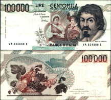 238)banconota Da L 100,000 Mila Caravaggio Mb - 100000 Lire