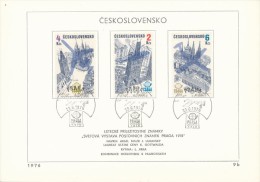 Czechoslovakia / First Day Sheet (1976/09 B) Praha: Stamps Exhibition PRAGA 1978 (archit., Astronomical Clock; Tramway) - Tram
