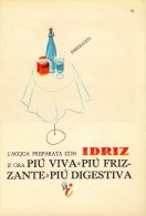 # ACQUA IDRIZ 1950s Advert Pubblicità Publicitè Reklame Food Drink Mineral Water Eau Agua Wasser - Affiches