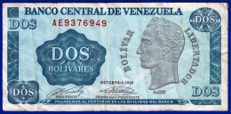 MONNAIE BILLET USAGE VENEZUELA AMERIQUE DU SUD 2 BOLIVARES N° AE 9376949 ANNEE 5 OCTOBRE1989 BANCO CENTRAL DE VENEZUELA - Venezuela