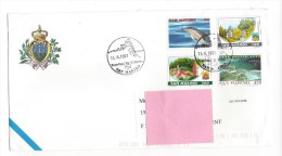 4 Timbres Sur Lettre SAN MARINO (dauphin, Village) - Oblitéré 11 - 6 - 97 - Usati