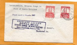 Belgian Congo Leopoldville To Port Of Spain Trinidad 1941 Air Mail Cover Mailed - Cartas & Documentos