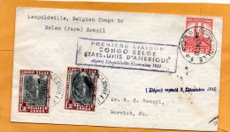 Belgian Congo Leopoldville To Belem Para Brazil 1941 Air Mail Cover Mailed - Cartas & Documentos