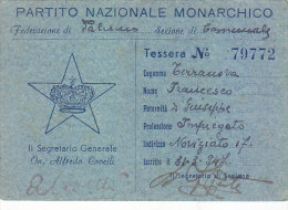 $3-2863 - Tessera Partito Nazionale Monarchico 1947 - Otros & Sin Clasificación