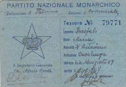 $3-2864 - Tessera Partito Nazionale Monarchico 1947 - Otros & Sin Clasificación