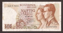 België 50 Frank 14-5- 1966 -NO: 848 U 7231. - 50 Francs