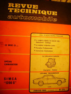 Revue Technique Automobile - N° 273 - Spécial Carburation - Simca 1200 S  Coupé - Auto