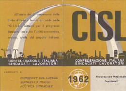 $3-2868 - Tessera C.I.S.L. 1962 - Otros & Sin Clasificación