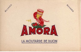 BUVARDS-PUB-AMORA LA MOUTARDE DE DIJON-2-13,7 Cm X  21 Cm - Mostard